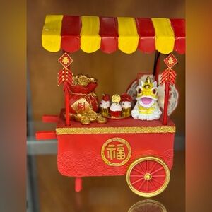 Red and Yellow Cart with Dragon and Coins